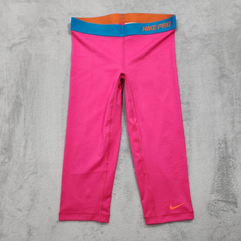 NEW Nike Pro Leggings Womens S Pink Dri-FIT Capri Yoga Gym Running Workout